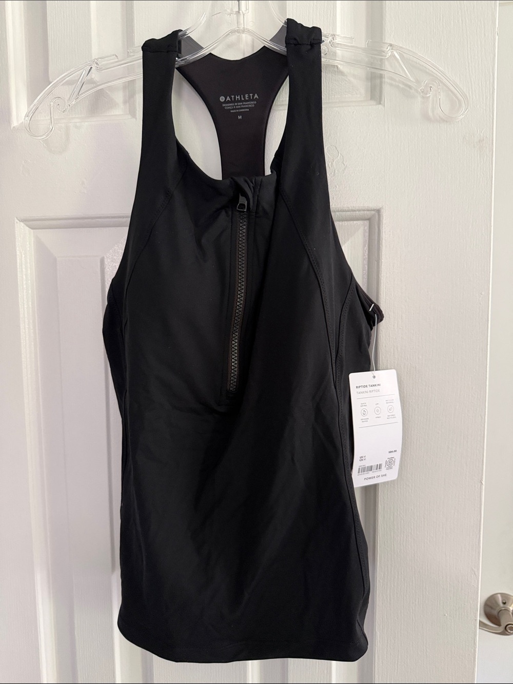 Athleta Black Front-Zip Riptide Tankini NWT